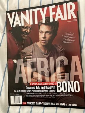 Vanity Fair Red Cover Featuring Brad Pitt & Desmond Tutu